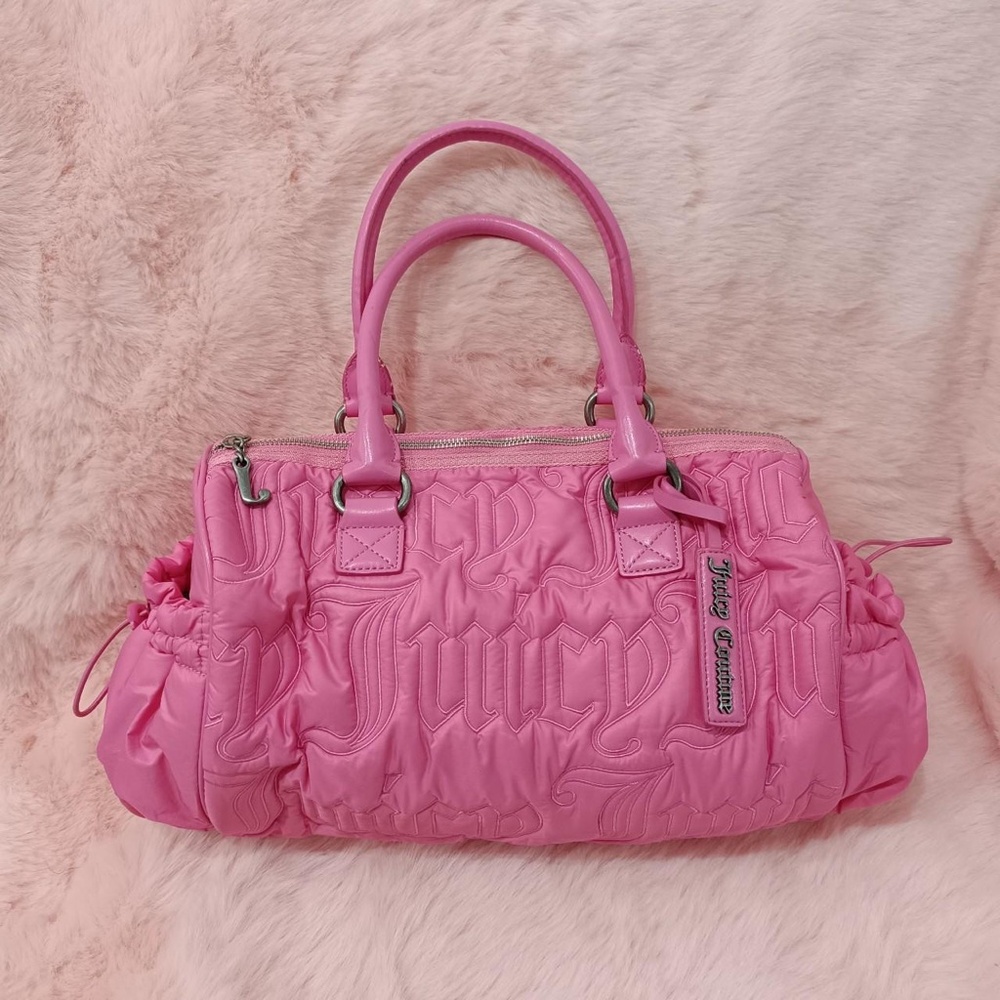 Juicy Couture Pink Duffle Tote Bag Purse Vintage Gothic Logo Daydreamer Y2k